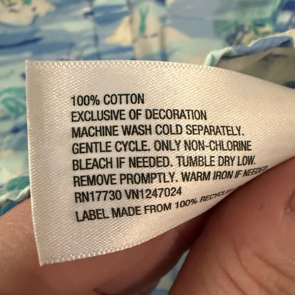 Vineyard Vines Hawaiian Shirt Men’s Medium Blue Tropical Button 100% Cotton - Picture 4 of 5